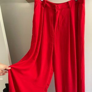 Spicy Red Palazzo Pants Wide Leg Baggy Pants Business Casual XL